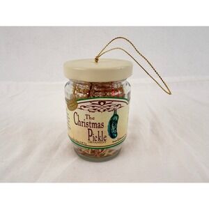 Roman Inc Holiday Traditions Christmas Pickle Ornament in Glass Jar Green Gold